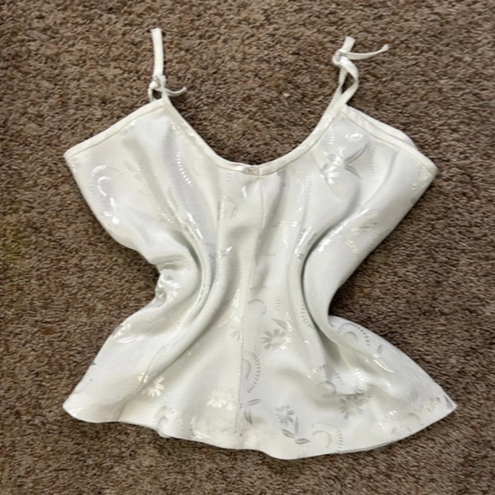 White Sleeveless Bustier Camisole with Tie Front